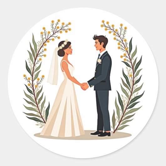 Rond Sticker Vow de mariage élégant (Devant)
