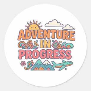 Rond Sticker Voyage Aventure en Progrès