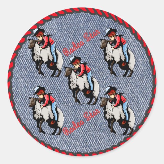 Rond Sticker Western Busters Mutton sur Denim Imprimer (Devant)