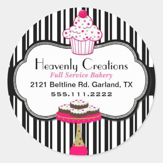 Rond Sticker Whimsical Custom Bakery (Devant)