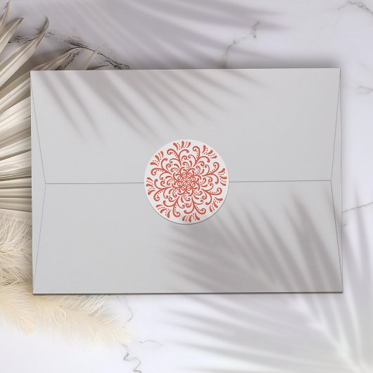 Rond Sticker Whimsical Orange Red Flouring