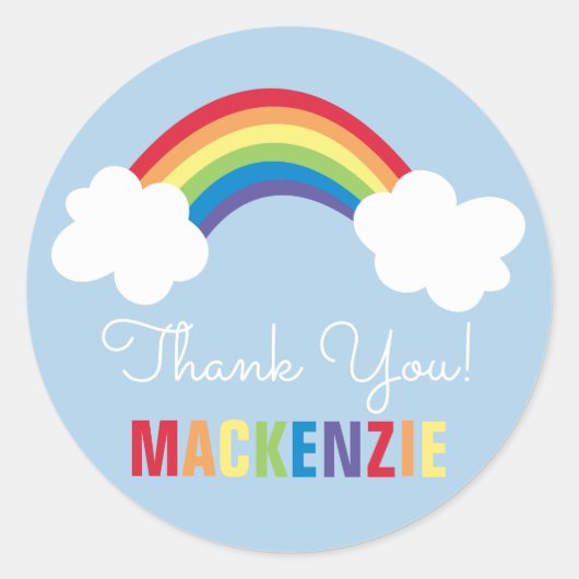 Rond Sticker Whimsical Rainbow joyeuse fête d'anniversa (Devant)