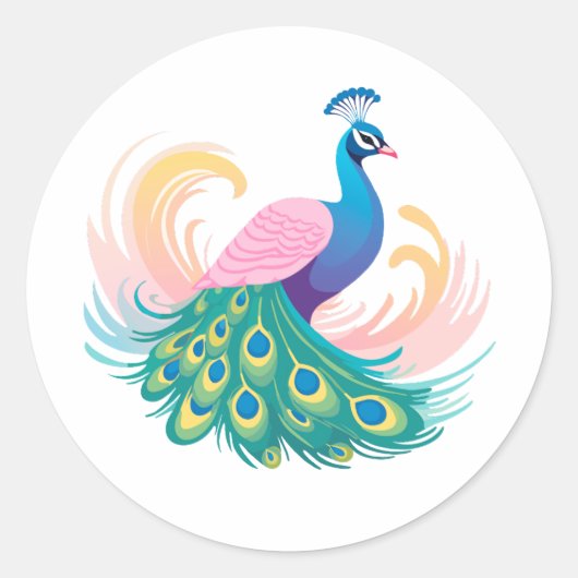 Rond Sticker Whimsy Peacock (Devant)