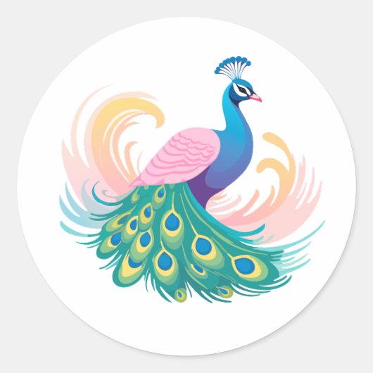 Rond Sticker Whimsy Peacock (Devant)