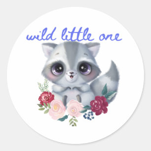 Rond Sticker Wild Little One Raccoon
