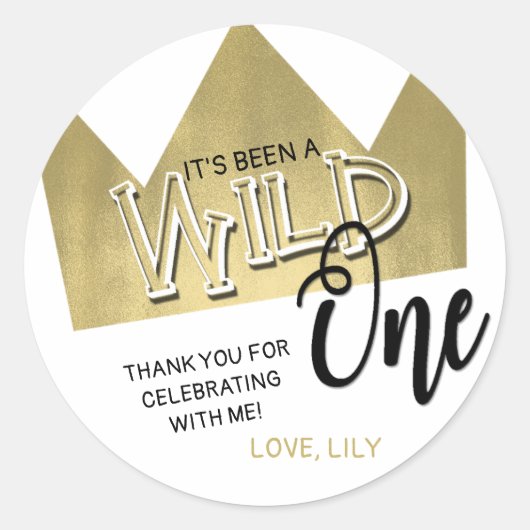 Rond Sticker Wild One Merci Anniversaire Favoriser Stic (Devant)