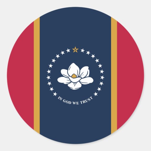 Rond Sticker with Flag of Mississippi State, USA (Devant)