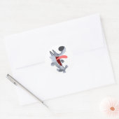 Rond Sticker Wolf Dancing Cute (Enveloppe)