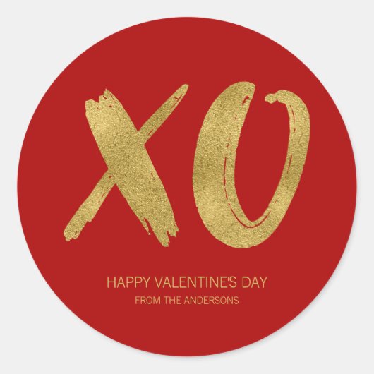 Rond Sticker XOXO Valentine Brossé Gold Foil (Devant)