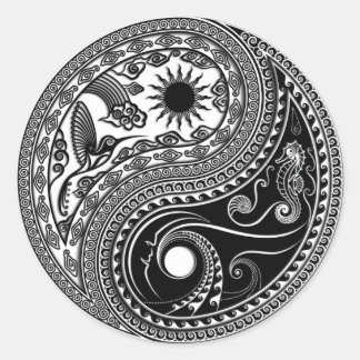 Rond Sticker Yin et Yang 3D