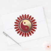 Rond Sticker Yin Yang en or rouge&blanc (Enveloppe)