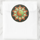 Rond Sticker Yin Yang Mandala Vert & Bronze (Sac)