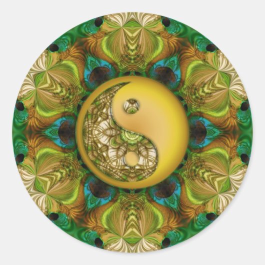 Rond Sticker YinYang Mandala Jaune (Devant)