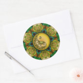Rond Sticker YinYang Mandala Jaune (Enveloppe)