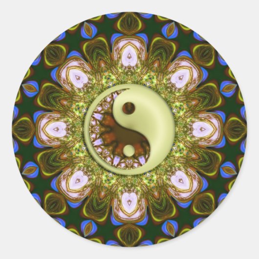 Rond Sticker YinYang Mandala vert (Devant)