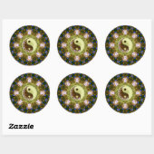 Rond Sticker YinYang Mandala vert (Feuille)