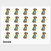 Rond Sticker Yorkie Hawaïen (Feuille)