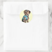 Rond Sticker Yorkie Hawaïen (Sac)
