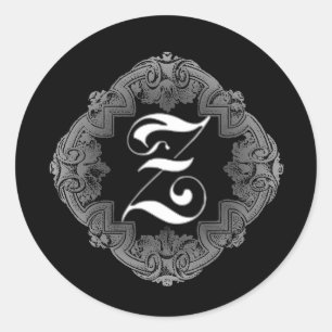 Rond Sticker Z Goth Initial Élégant