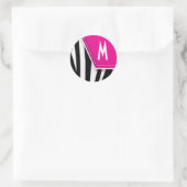 Rond Sticker Zany Zebra Monogram (fuschia) (Sac)