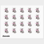 Rond Sticker Zebra avec lunettes roses (Feuille)