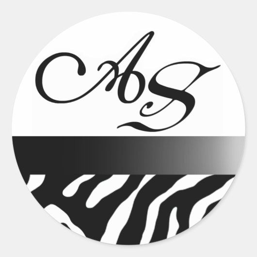 Rond Sticker Zebra Damask Fabulous Monogram Party (Devant)