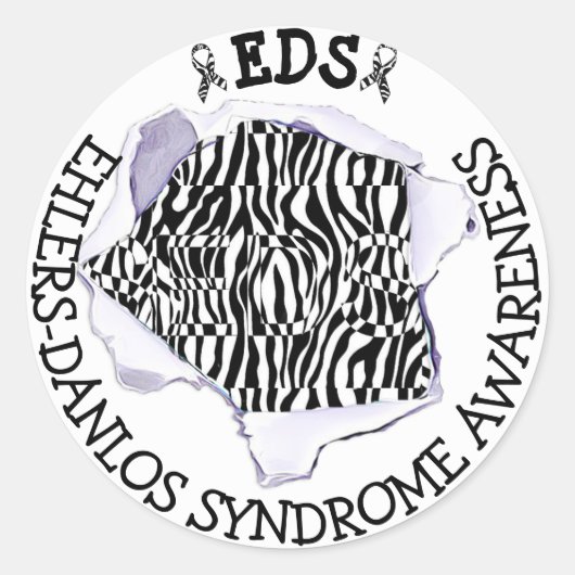Rond Sticker Zebra de sensibilisation au syndrome EDS E (Devant)