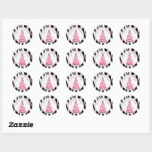 Rond Sticker Zebra Print And Pink Christmas Tree (Feuille)