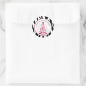 Rond Sticker Zebra Print And Pink Christmas Tree (Sac)