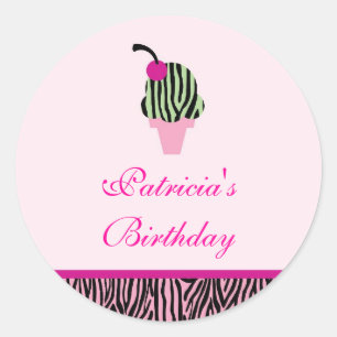 Rond Sticker Zebra Print Ice Cream Favoriser
