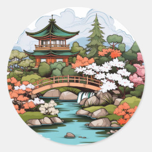 Rond Sticker Zen Garden Landscape