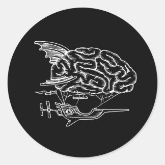 Rond Sticker Zeppelin Cerveau (Noir)
