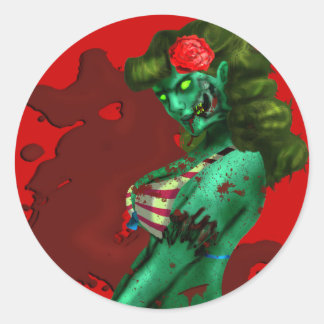 Rond Sticker Zombie Pin-up