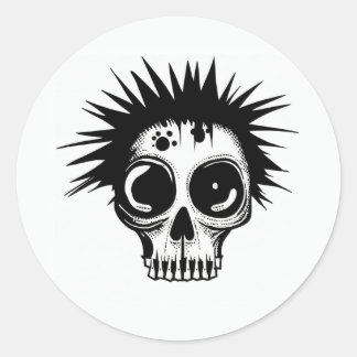 Rond Sticker 'ZOMBIE PUNK SKULL'