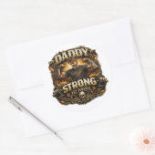 Rond StickerStrong Dad Funny Fitness Father Sticker Vin (Enveloppe)