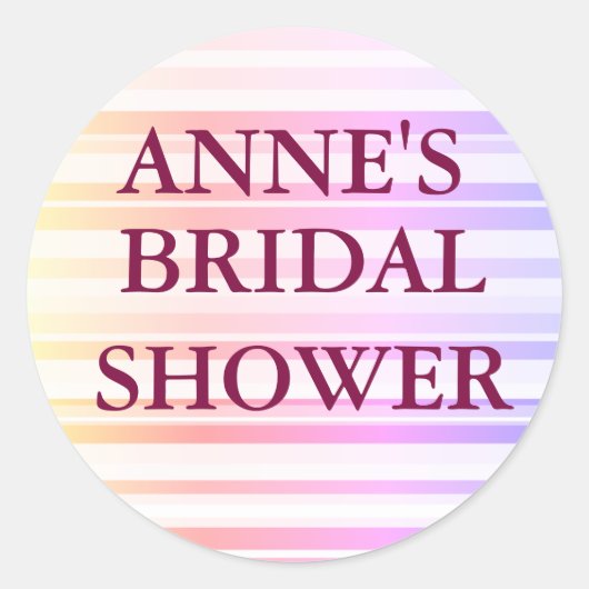 Rond Stripes Fête des mariées Classic Round Sticker (Devant)