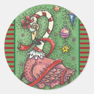 ROND SUCRE DE CANNE PINK FLAMANT ROSE CHRISTMAS STICKER