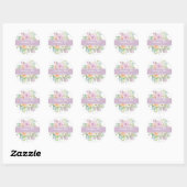 Rond Summer Flowers Floral Round Wedding Sticker (Feuille)