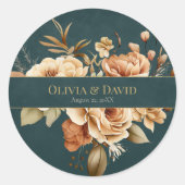 Rond Summer Forest Witch Teal Round Wedding Sticker (Devant)