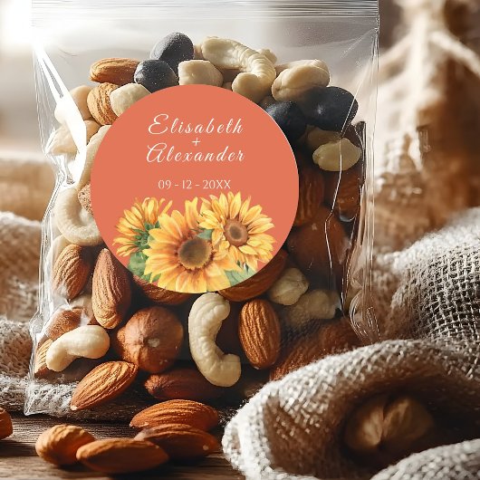 Rond Sunflower Wedding Sticker