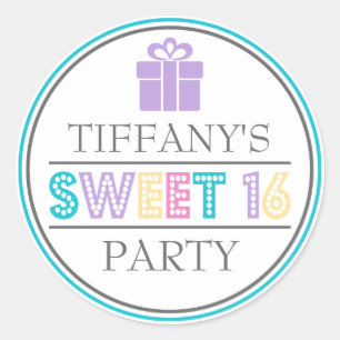 Rond Sweet 16 Anniversaire Fête Favor Sticker