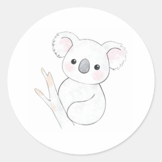 Rond Sweet Baby Koala Joey Aquarelle Imprimer Sticker
