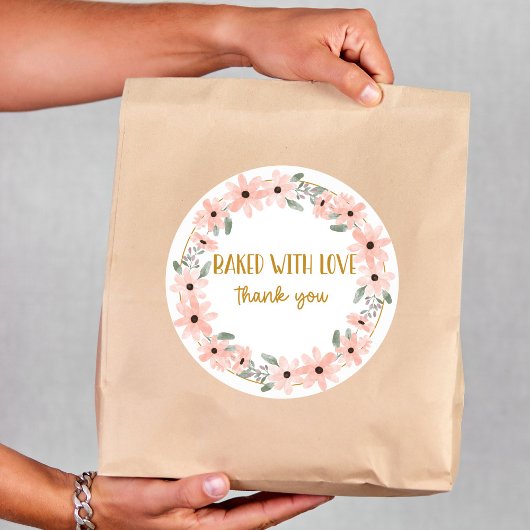 Rond Sweet Cake "Baked with love" Sticker