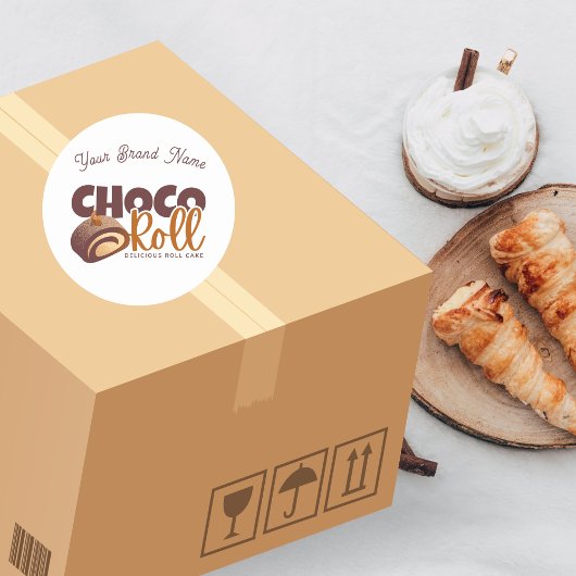 Rond Sweet Choco Roll Bakery Shop Logo Sticker