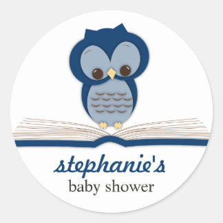 Rond Sweet Little Baby Book Boy Owl Favoriser Sticker