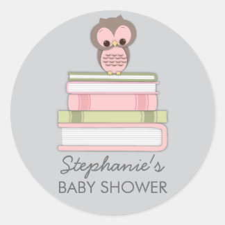 Rond Sweet Little Baby Book Girl Owl Favoriser Sticker