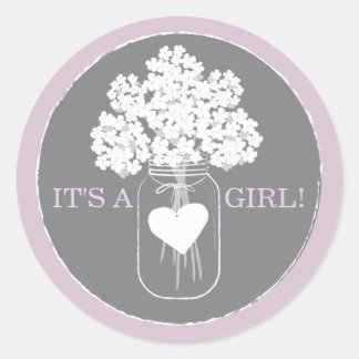 Rond Sweet Mason Jar Baby shower Favoriser Sticker
