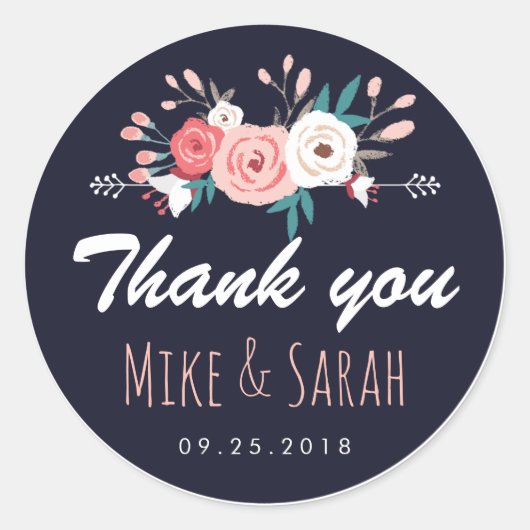 Rond Sweet Rustic Spring Floral Wedding Favor Sticker (Devant)
