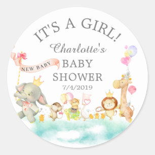 Rond Sweet Safari Animaux Parade Favoriser Sticker