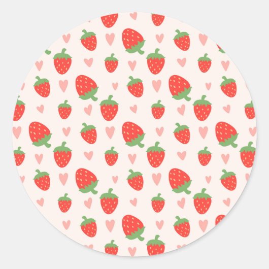 Rond Sweet Strawberries & Hearts Sticker (Devant)